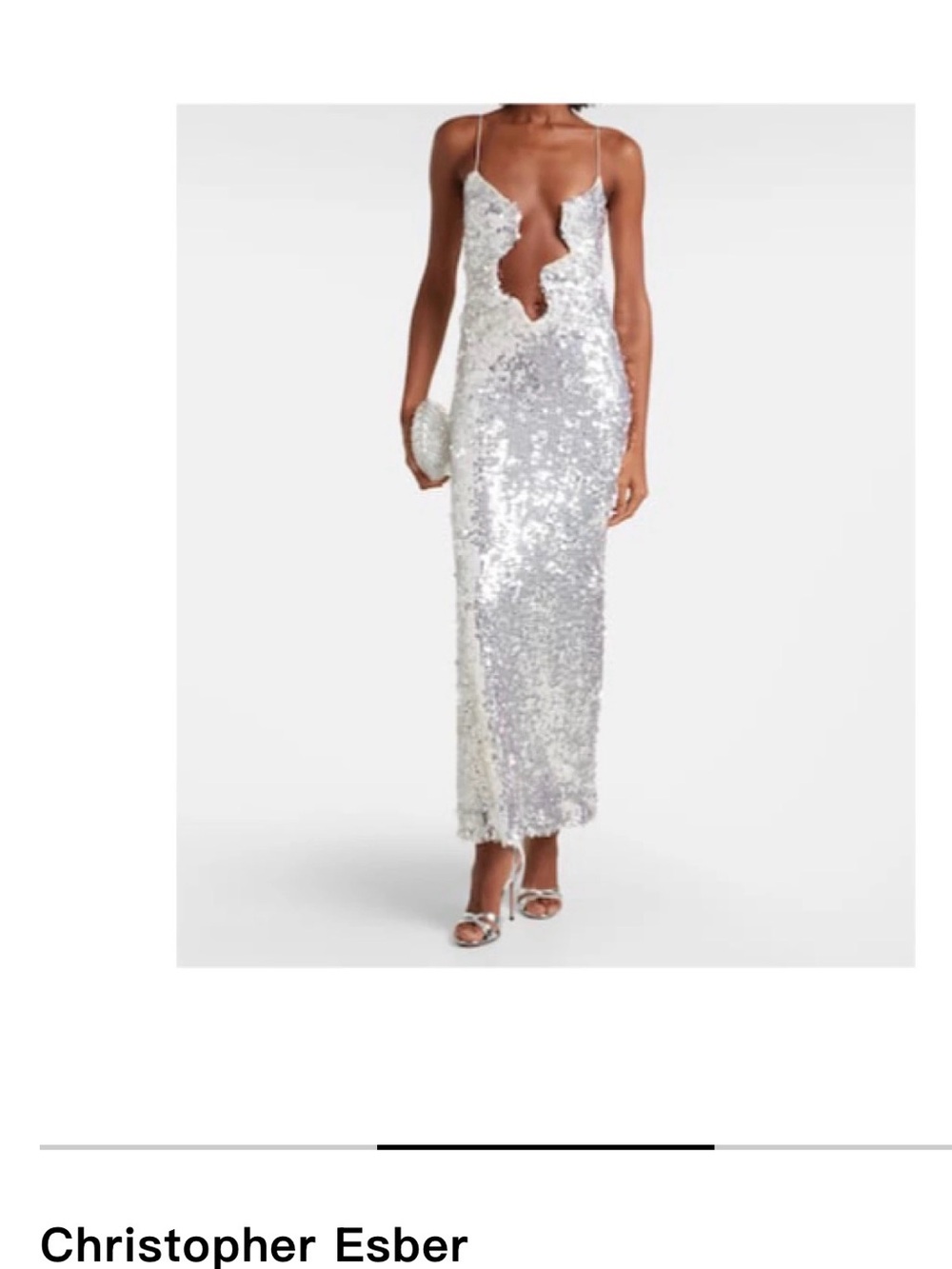 Christopher Esber Silver Sequin Maxi Slip Dress